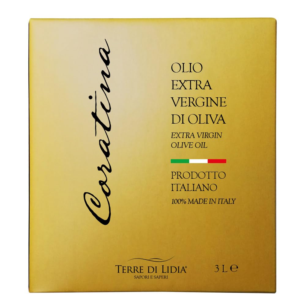 Terre di Lidia - 4 Pièces - Huile d'olive extra vierge - 4 x Bag in Box 3L-Produit 100% italien - Coratina+Ogliarola - Campagne 2025/2026