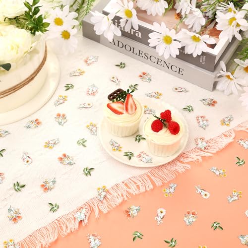 Image of 200 Pcs Wildflower Confetti for Girls, Wild Flower Paper Table Scatters, Pink Floral Flowers Table Decorations for Birthday Wedding Bridal Baby Shower Party Supplies (Pack of 3)