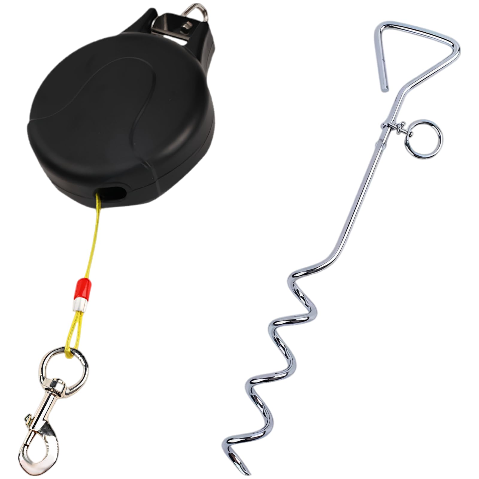 Hundeleine mit Erdspieß, 29,5 ft einziehbares Tie-Out-Kabel für Hunde bis zu großen Rassen, 360° ohne Verheddern, einfache Montage, für Garten, Camping und den Einsatz im Freien