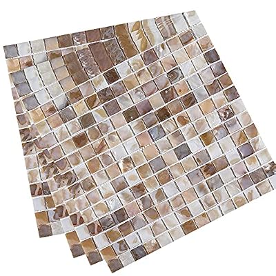 TPFSH,Mother of Pearl Square Shell Mosaic12*12 for Kitchen Backsplashes, Bathroom Walls, Spa Tile, Pool Tiles (1, Oyster Mesh)