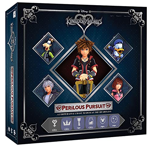 USAOPOLY Kingdom Hearts Perilous Pursuit Board Game | Play As Sora, Donald, Goofy, Kairi, and Riku | Dice Game Based on Kingdom Hearts Video Game Series | Officially Licensed Disney Game