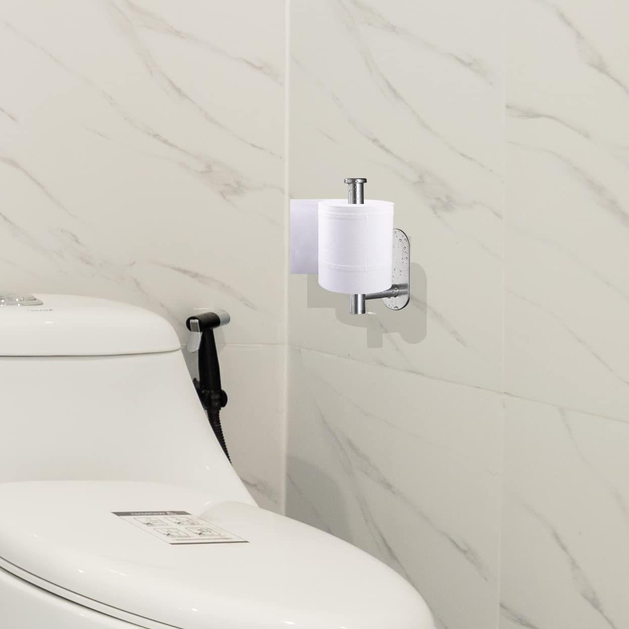 Buperor Toilet Paper Holder Bathroom Kitchen Washroom Wall Mount, SUS304 Stainless Steel Brushed Nickel 3M Adhesive Backing Installation Fixed, No Punching 1 Pack