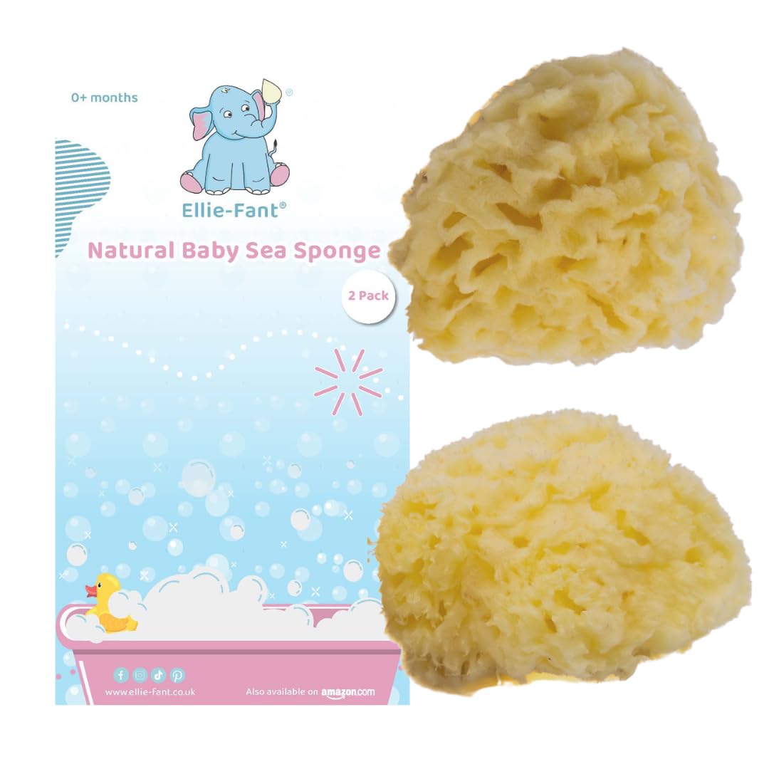 Natural Baby Sponge – 2 Mediterranean Sea Honeycomb Sponges | Perfect for Babies & Toddlers Bathing Cleansing | Soft Safe Organic Durable Hypoallergic Sponges