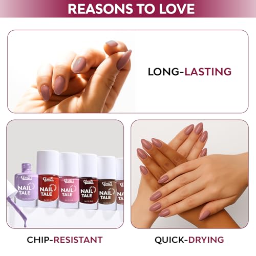 Image of Glam21 Nail Tale Nail Polish | Glossy Gel Finish | Rich Pigmentation | Chip Free | Quick Drying Formula | Long Lasting Nail Polish for Women | 9ml | Shade-16