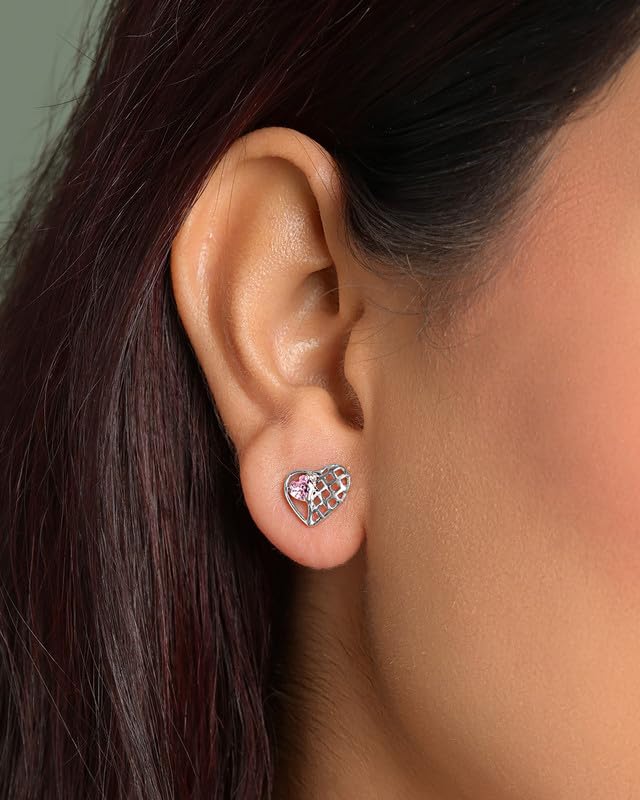 Image of CLARA 925 Sterling Silver Stud Earrings | Platinum Plated | Daily Wear |Gift for Women and Girls