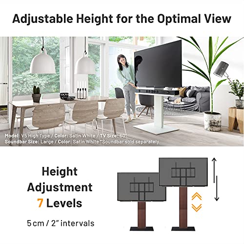 Wall V5 High Type | Japanese Rolling Portable Free-Standing 32-80 Inch Universal Tv Stand With Concealed Caster Wheels | Satin Black #TOP5