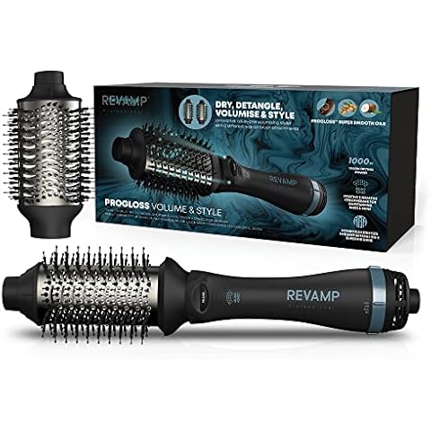 Revamp Progloss Volume & Style Hot Brush Styler - 4-in-1 1000w Air Styler - Dry, Detangle, Volumise & Style Hair, 2 Brush Heads & 3 Heat Settings Cover