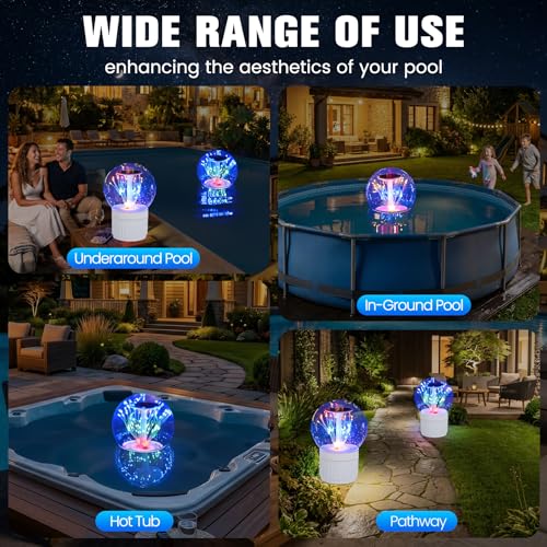 Image of FineBud2026 Upgraded Solar Pool Chlorine Floater,Pool Chlorine Floater with Adjustable Release & Firework Light,Chlorine Floater with Large Capacity,Floating Chlorine Dispenser for Pool,Hot Tub,Blue