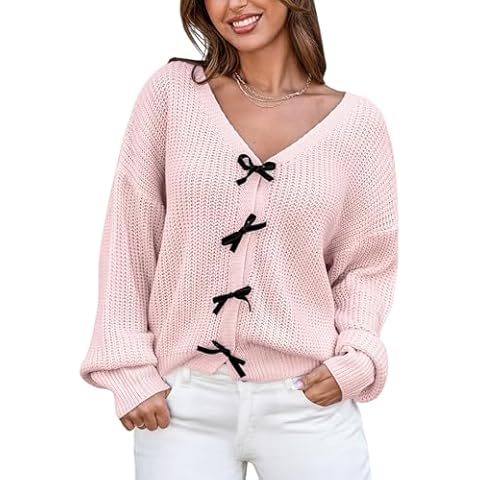 CUPSHE Women's Long Sleeve Bow Sweater Cover