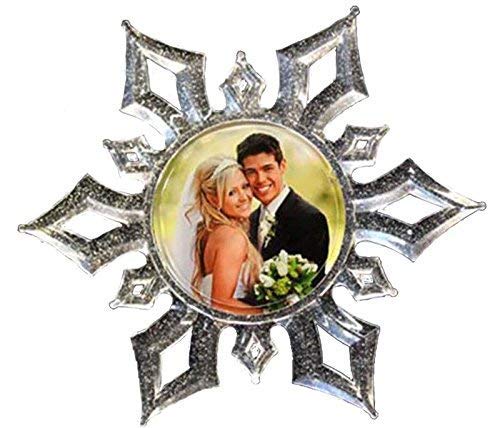 HolidayEyesTM Christmas 3D Photo Snowflake Glitter Hanging Ornament