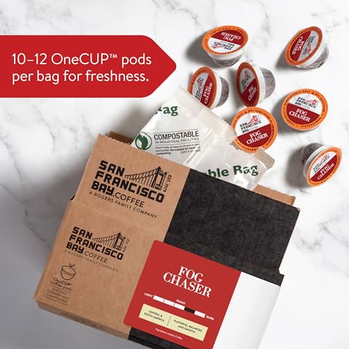 Image of San Francisco Bay Compostable Coffee Pods - Fog Chaser (12 Ct) K Cup Compatible including Keurig 2.0, Medium Dark Roast