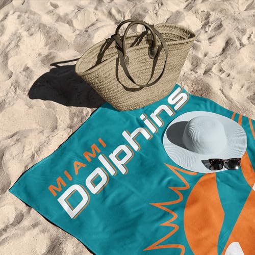 Image of Northwest NFL Miami Dolphins Microfiber Beach Towel, 30 x 60 Inches - Quick Dry, Sand Resistant, Lightweight, Highly Absorbent, Incisor Design