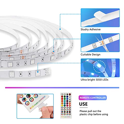 Bonve Pet LED Strip 6m, Bluetooth RGB LED Streifen, Farbwechsel Led Lichterkette mit Steuerbar via App, 16 Mio. Farben, Fernbedienung, Sync mit Musik, led Band für Schlafzimmer TV Zuhause Schrankdek