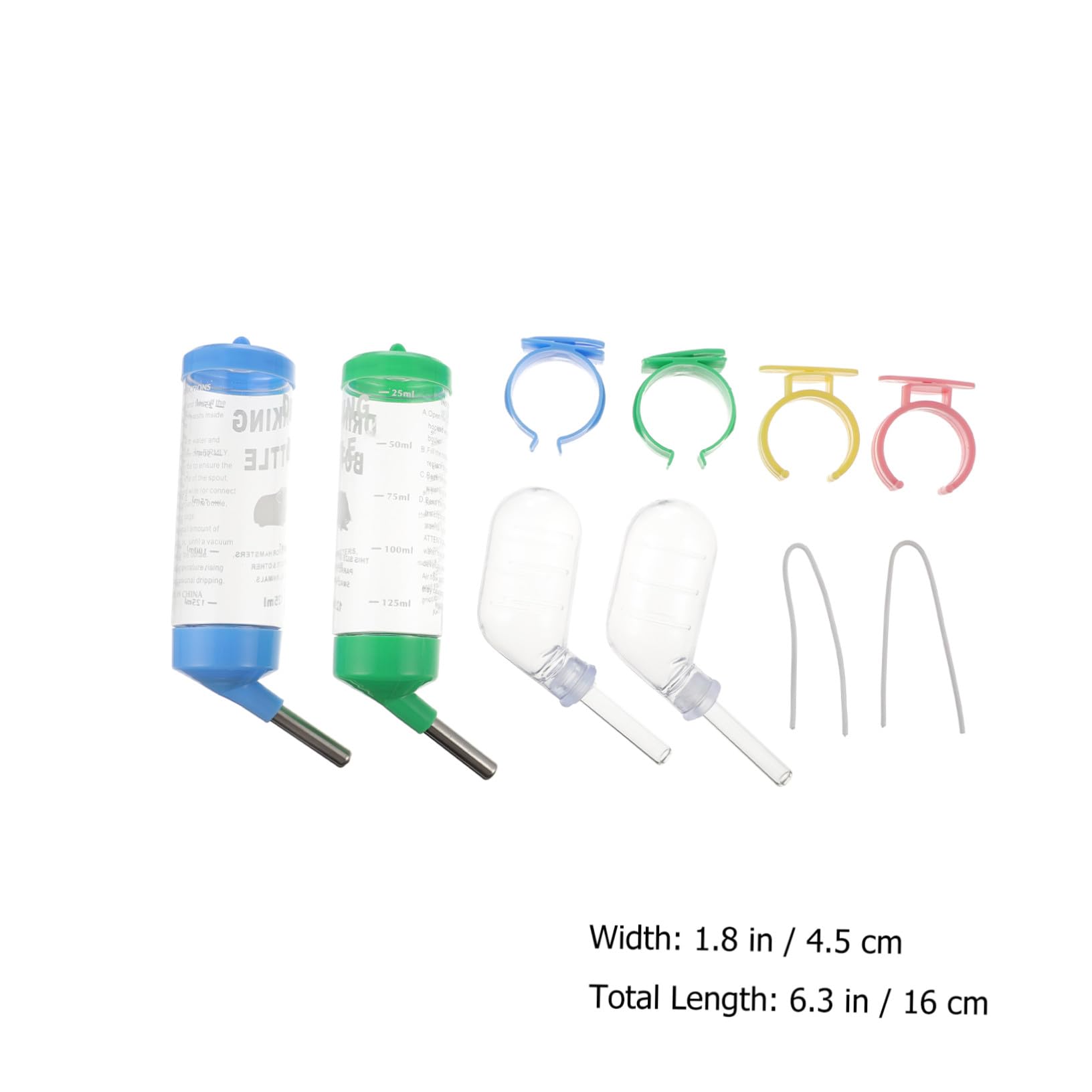 VANZACK 8piezas Botella De Agua para Pequeños Animales Rodillo De Inoxidable para Hámster Conejo Cobaya y Otros Roedores Diseño Anti-Fugas y Fácil De Usar Capacidad para Jaulas