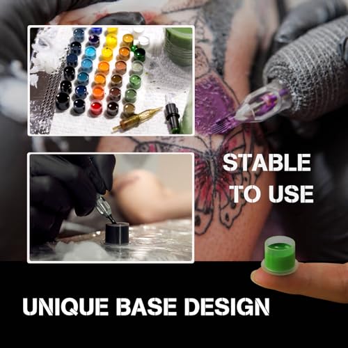 Emalla 1000pcs Small Ink Caps Disposable Tattoo Ink Cups with Base 11mm Clear Plastic Pigment Caps Permanent Makeup Container - Image 4