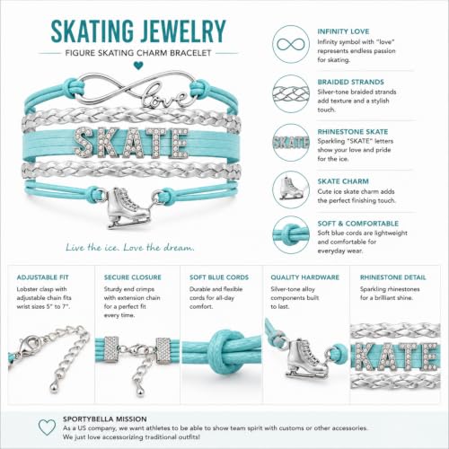 Image of Sportybella - Figure Skating Bracelet, Figure Skating Jewelry, Ice Skating Jewelry, Ice Skate Charm Bracelet - Figure Skating Gifts for Her
