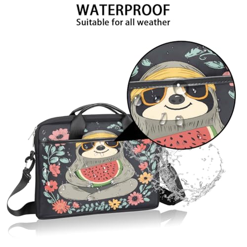 Funda para laptop de 15 pulgadas con diseño de perezoso, flor y sandía, maletín delgado para hombres y mujeres, bolso mensajero con correa ajustable para trabajo, oficina y viaje miniatura 3