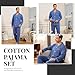 U2SKIIN Mens Cotton Pajama Set, Soft Long Sleeve Pajamas for men Lightweight Button Up Sleepwear Lounge Pjs Set with Pockets(DARK BLUE,2XL)