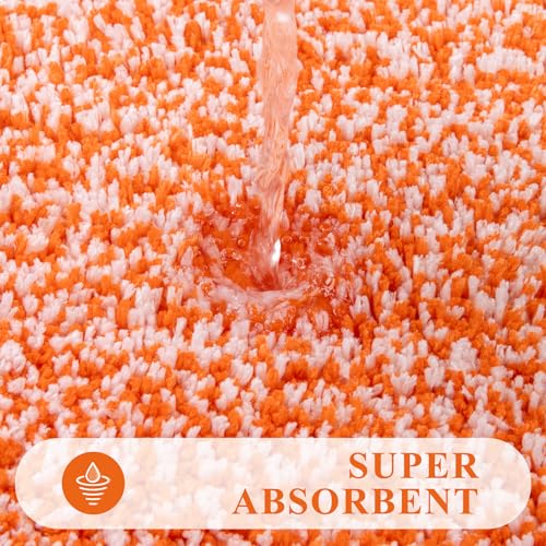 Pauwer Bathroom Rugs Sets 3 Piece Bathroom Shower Rugs with U-Shaped Contour Toilet Mat Absorbent Microfiber Plush Bath Mats Non Slip Bath Rugs Machine Washable Shaggy Bath Floor Mats, Orange