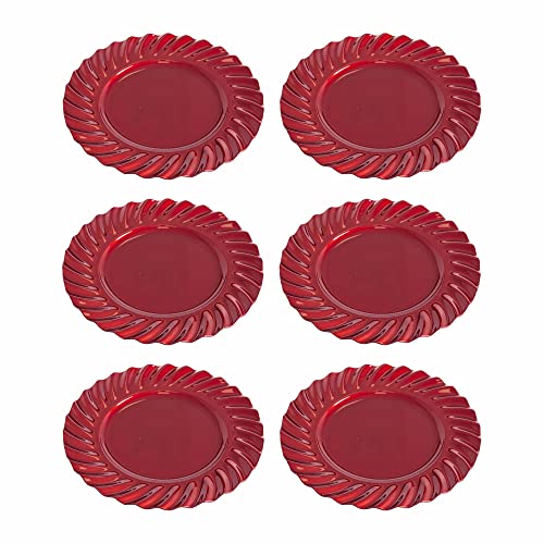 LOLAhome Juego de 6 bajoplatos Navidad de plástico Rojos de Ø 33 cm