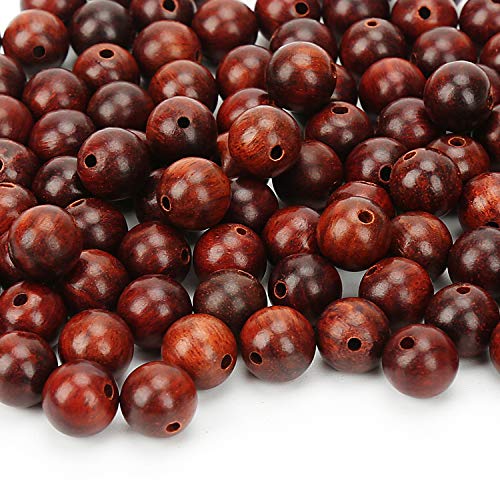 Prometis 200pcs 6mm Natural Sandalwood Round Beads Gorgeous Craft Handmade Polished Spacer Mala Pray Beads with Elastic Cord for Bracelets DIY Rosary Tasbih Jewelry Making