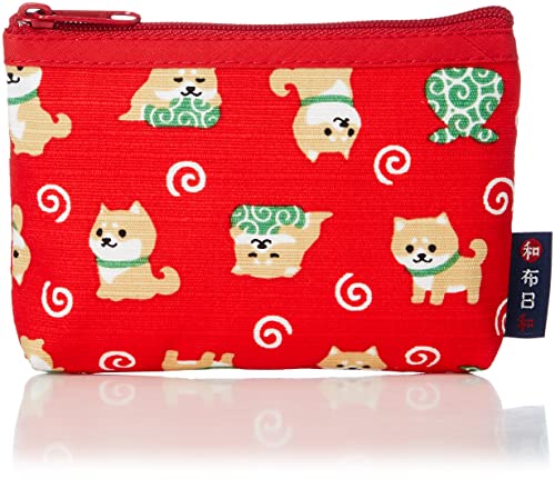 Wafu Biyori 117716 Mameshiba no Tsukuri Zippered Card Case, Red