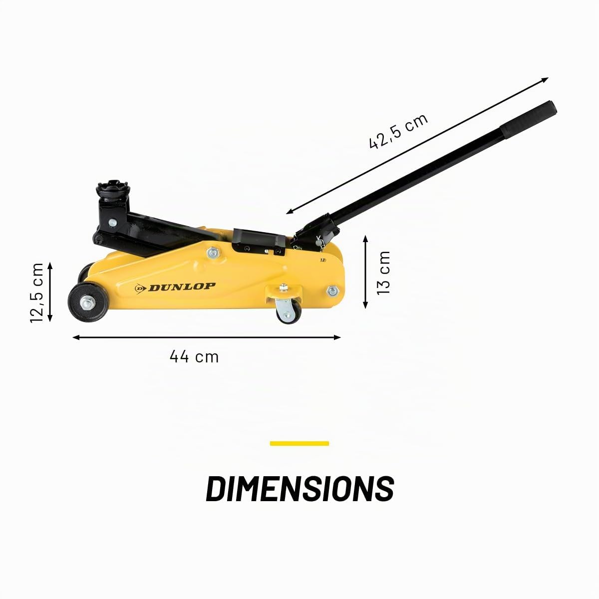 DUNLOP Cric Hydraulique - Cric Voiture Hydraulique Capacité de Levage 2 Tonnes - Crique Voiture - Crics de Levage Voiture 135-305 mm - Cric de Levage Hydraulique - Compact et avec roulettes