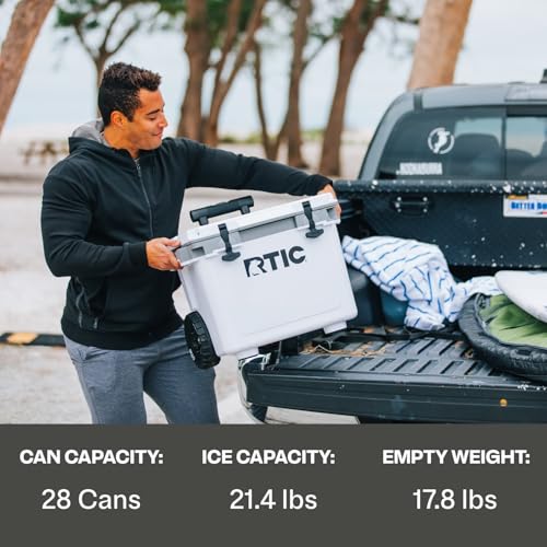 RTIC 22 QT Ultra-Light Wheeled Cooler with Handle | Wheeled Ice Chest Box for Beach, Drink, Beverage, Camping, Picnic, Fishing, Boat and Barbecue - Image 4