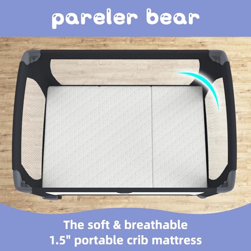 Trifold Pack and Play Mattress Topper, Waterproof Foldable 38x26 Soft Portable Pad for Pack n Play, Trifold Foam Mattresses for Playpen & Playard, Noiseless & Odorless