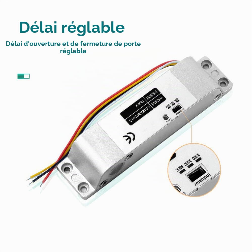 Serrure électronique à pêne dormant avec temporisation DC 12V Fail Safe avec temporisation pour système de contrôle d'accès de porte
