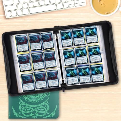Image of 9-Pocket Card Binder for MTG,720 Double Sided Pocket PU Trading Collection Binder,Premium Collector Card Album for MTG,TCG,Yugioh,Game Cards(Green)