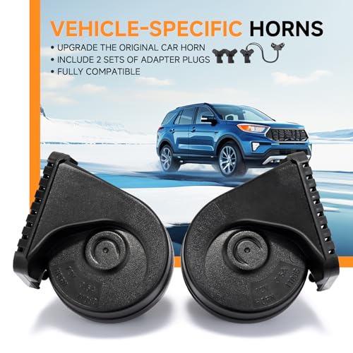 Image of Car Horn for Ford F150 Explorer Mustang /GMC /Chevrolet /Ram /Tesla 12V 130dB Dual Tone Electric Snail Auto Horn Waterproof
