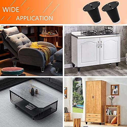 Image of VOLO Furniture Legs 3 inch, Heavy Duty Sofa Legs, Modern Style Furniture Legs, DIY Replacement SS Metal Legs for Table Cabinet Cupboard Sofa Couch Chair, (Set of 4 pcs)(A-67) (3 inch- 75 mm, Black)