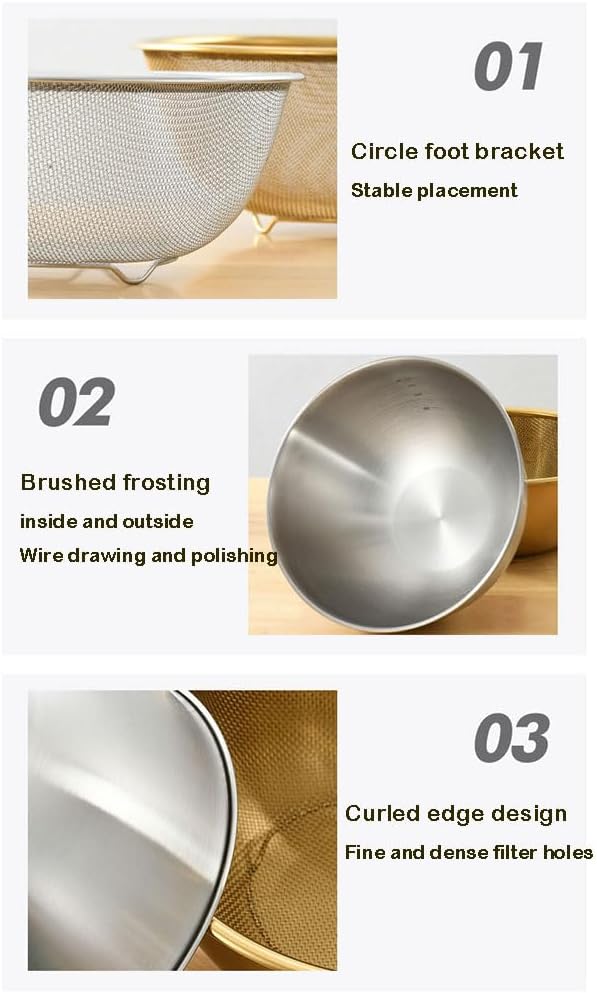 Stainless Steel Basin Salad Bowl, Vegetable Fruit Washing Bowls for Stainless Steel Mixing Bowl Dough Kneading and Kitchen Metal Bowls(Size:22CM,Color:Silver)