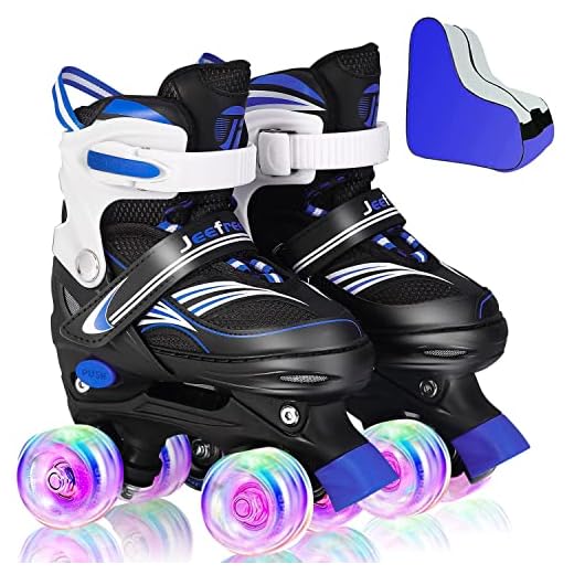 JeeFree Patins infantis, patins ajustáveis para meninas e meninos, patins para meninas com rodas iluminadas, patins quadriciclos ao ar livre para meninas (tamanho P: 10C-13C, tamanho M: 13C-3Y)