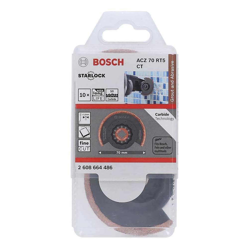 Bosch Professional 10x Hojas de sierra segmentada ACZ 70 RT5 (para Mortero, grano 50, Ø 70 mm, accesorios Multiherramienta)