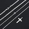 YADOCA Cross Necklace for Men, Stainless Steel Silver Black Gold Layered Rope Chain Cross Pendant Necklace Simple Jewelry Gifts Chain Necklace for Men Women Boys Girls, Silver #5