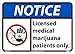 NMC NGA33PB Notice - Licensed Medical Marijuana Patients only Sign - 14 in. x 10 in. PS Vinyl Sign with Graphic, Black/Blue on White