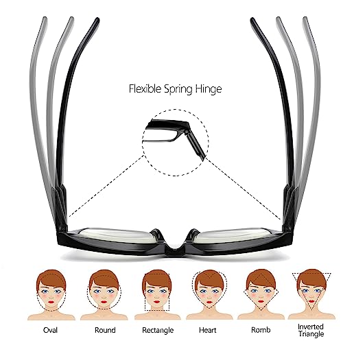 Image of 3 Pack Oversize Square Design Reading Glasses for Women, Blue Light Blocking Computer Reader