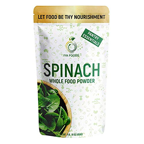 Iya Foods Pure Spinach Powder 1 lb. Pure, All Natural, Non-GMO, Gluten Free, Nothing Artificial Added. Made 100% from Freshly Harvested Spinach