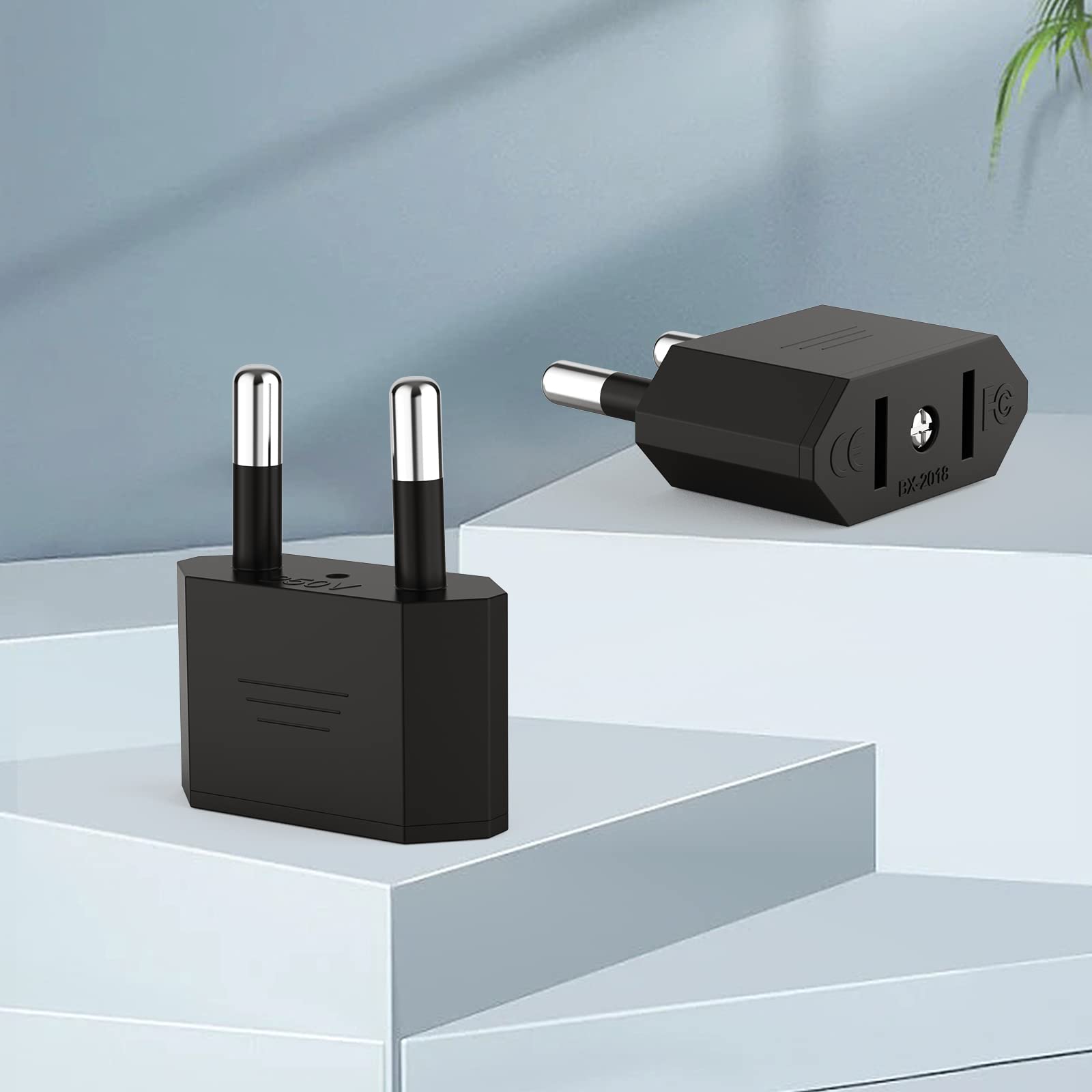 VIEVRE Adapter US na UE, 2 piny, wtyczka USA, Niemcy, Ameryka, Meksyk, Kanada, Egipt, Hiszpania, adapter do UE, USA adapter do gniazdka (czarny)