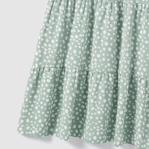 Image of IFFEI Mommy and Me Dresses Summer Casual Boho Matching Outfits Ruffle Puff Sleeve High Waist Midi Beach Maxi Dress