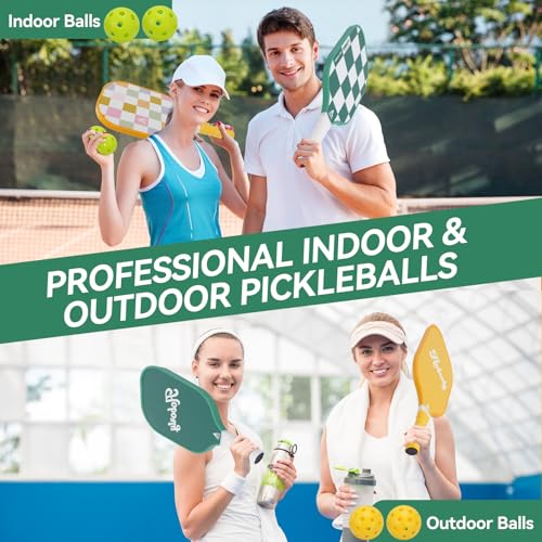 Image of AOBORTY Pickleball Paddles 4 Pack - USAPA Light Graphite Premium Rackets Fiber Face & Polymer Honeycomb Core Pickleball Set with 4 Outdoor Indoor Balls Including Portable Carry Bag