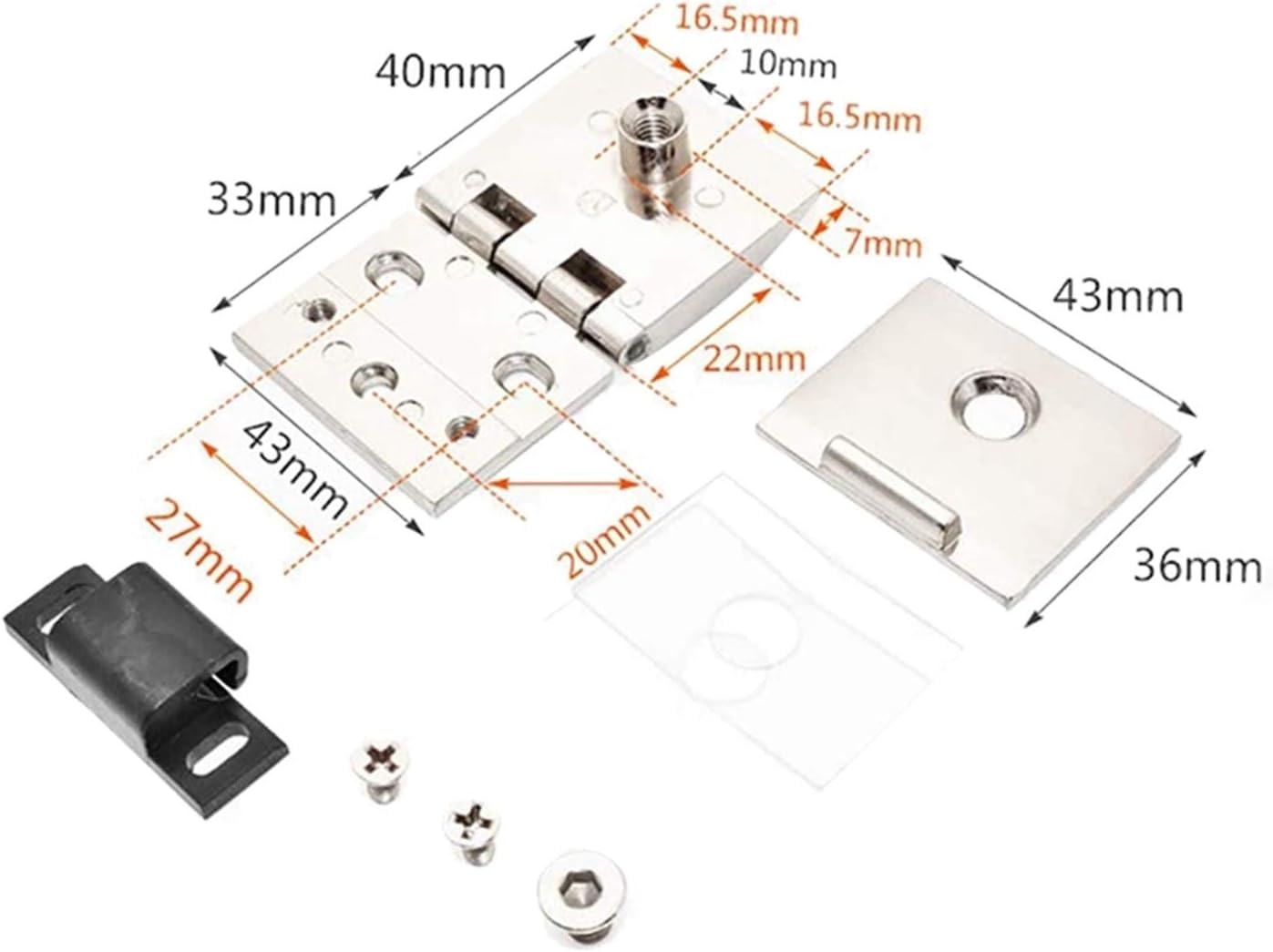 Zawiasy do szkła, 4 szt. Zacisk łazienkowy ze stali nierdzewnej regulowany 5-8 mm, zawias zatrzaskowy do szklanych drzwi szafki szklana szafka na wino drzwi do szafki montowany na ścianie zawias szkla