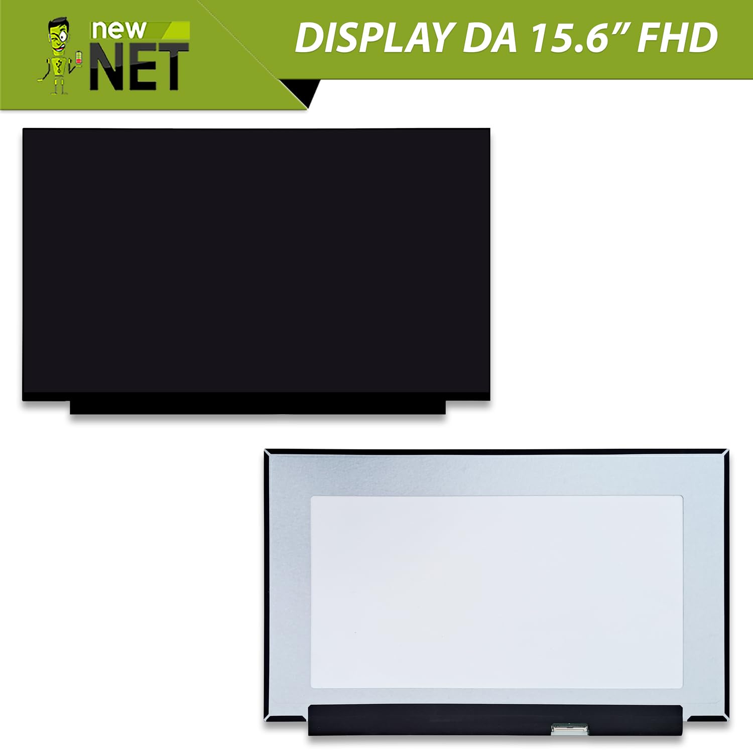 new net - Pannello Schermo Display LCD IPS compatibile con NV156FHM-T04, NV156FHM-T06 V8.0, NV156FHM-T07 [15.6 pollici - FHD - 1920x1080-40 pin - Touchscreen]