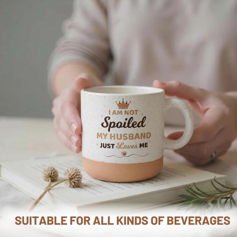 Mothers Day Gifts for Wife Mug, 11oz Stoneware Coffee Mug, Cute Wifey Coffee Mugs for Hot and Cold Drinks, Ceramic Mug for Spoiled Wife on Mother’s Day, Dishwasher and Microwave Safe