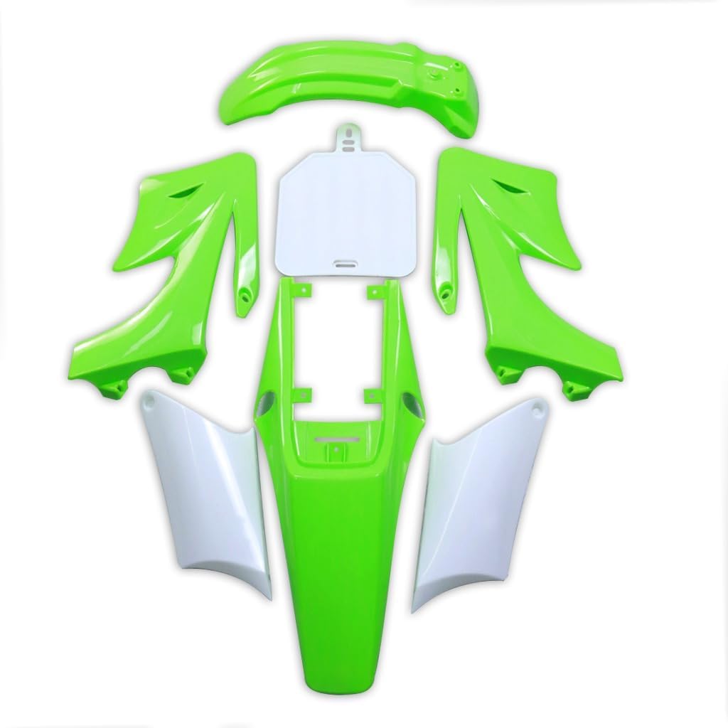 Complete Plastics Fairing Body Fender Kit for Apollo Orion 110cc 125cc 150cc 200cc 250cc Pit Dirt Bike Motocross Motorcycle (Green and white)