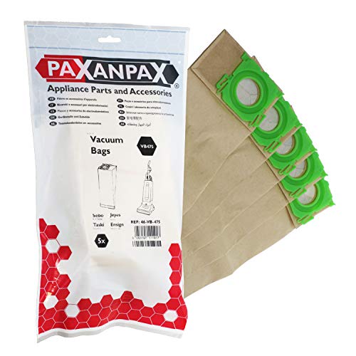 Paxanpax VB475 compatibele papieren vacuümzakken voor Sebo X, C Jeyes Sensor Taski Stealth 1, Ensign SM1/2 serie (Pack van 5), bruin