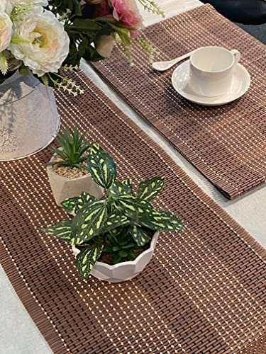 Andstar 12X72 Inch Weave Bamboo Table Runner Stain Resistant Heat Resistant Oil-Proof Non-Slip Waterproof Easy To Clean Table Runner For Kitchen Dinning Room Table Decoration(Coffee,1 Piece) #TOP3