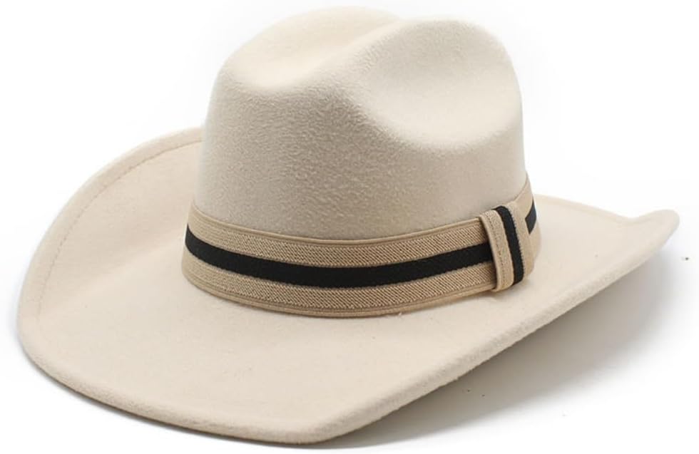 Classic Western Cowboy Hat, Brown Felt with Tan Band, Wide Brim